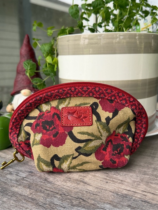 Fossil Handbags - Vintage - Fossil Red Floral Canvas Coin Pouch